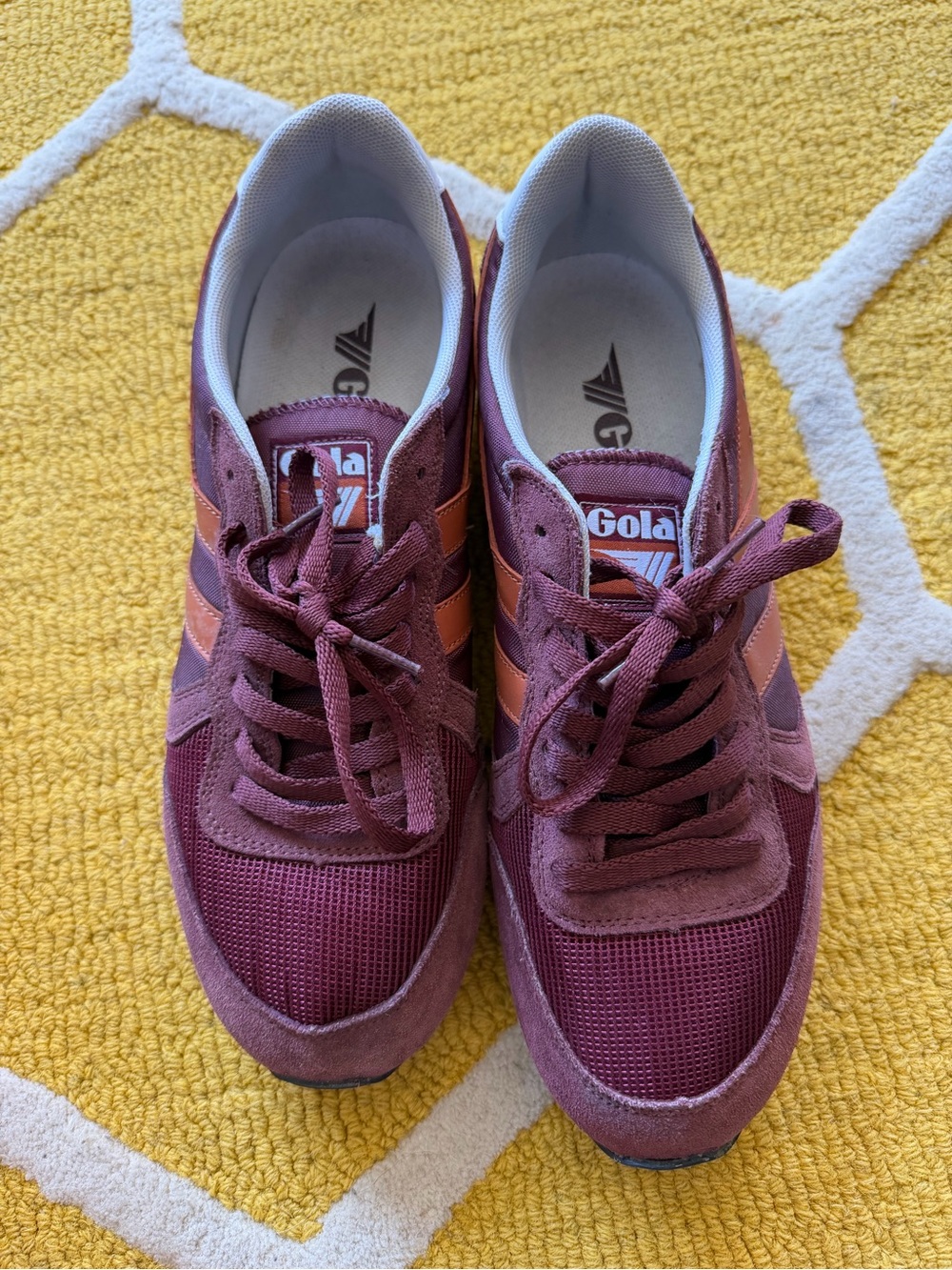 Gola Women's Maroon and Orange Accent Sneakers